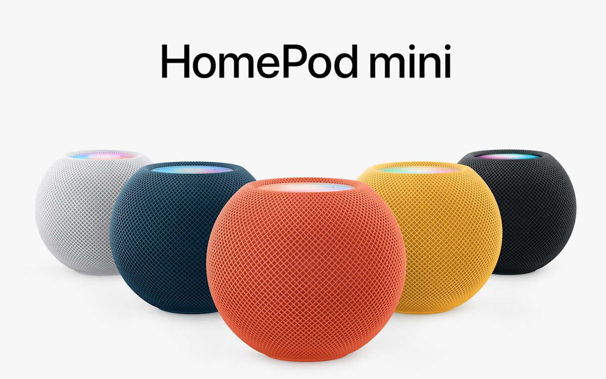 アップル、スマートスピーカー「HomePod mini」新色イエロー／オレンジ