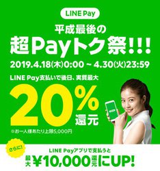 LINE PayAő20%ҌgŌh̒PaygNՁBσAvp10,000~Ҍ